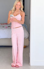 Sia Light Pink Stripe Foldover Jersey Pants