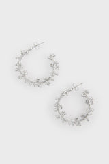 Silver branch hoop earrings