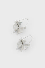 Silver organic leaves hoop earrings