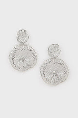 Silver organic lines double drop earrings