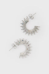 Silver rainbow diamante sun burst hoop earrings