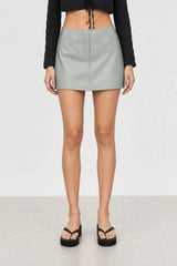 Silver shiny satin mini skirt