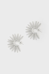 Silver thick cones starbust hoop earrings