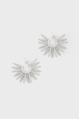 Silver thick cones starbust hoop earrings