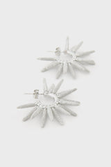 Silver thick cones starbust hoop earrings