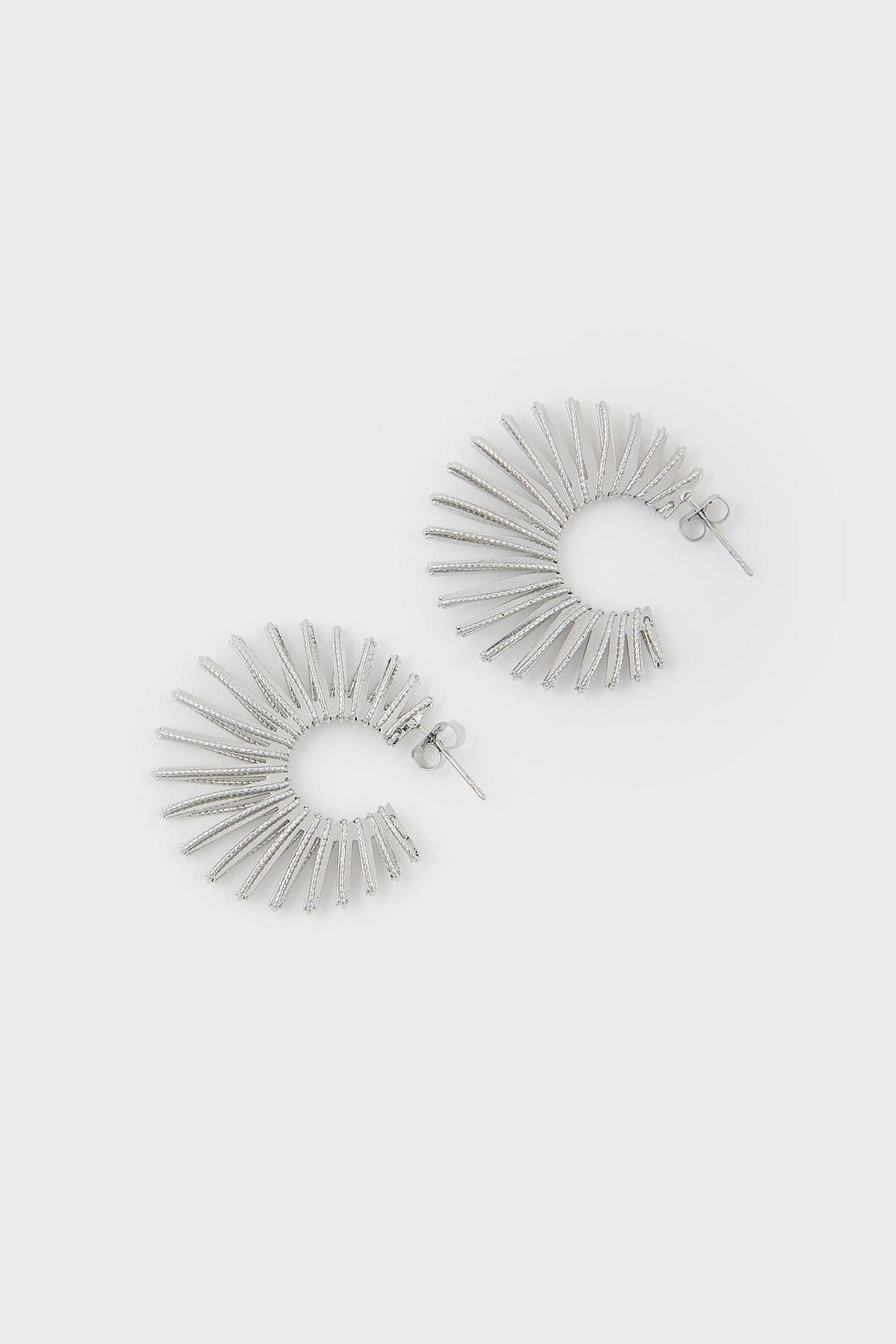 Silver thin starbust hoop earrings