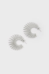 Silver thin starbust hoop earrings