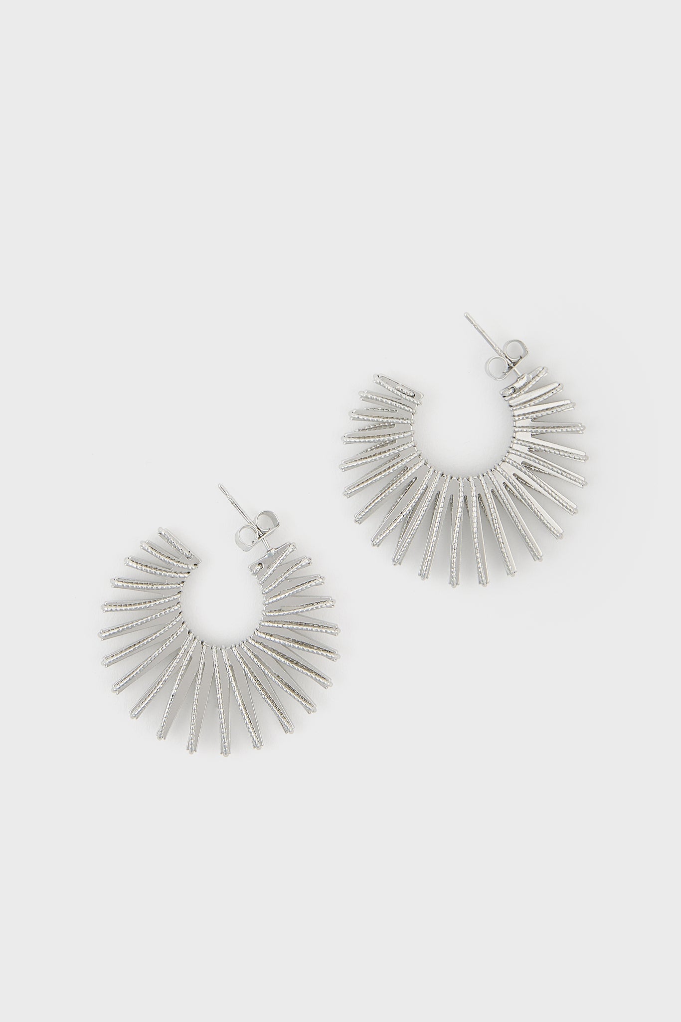 Silver thin starbust hoop earrings