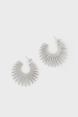 Silver thin starbust hoop earrings