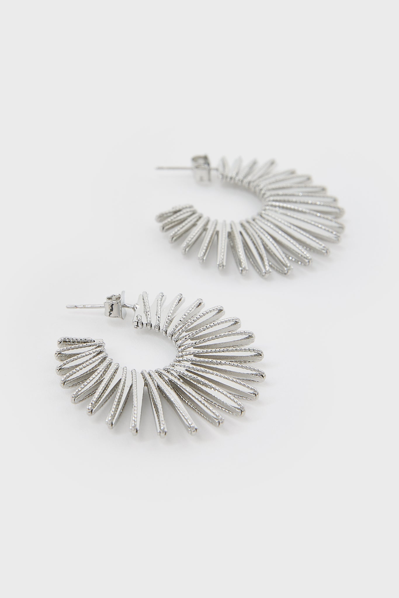 Silver thin starbust hoop earrings