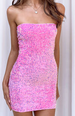 Sofie Pink Sequin Strapless Mini Dress
