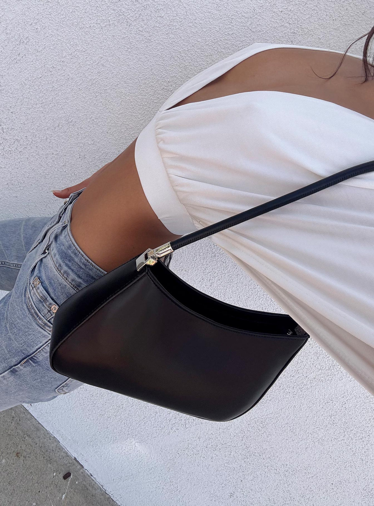 Sombre Faux Leather Shoulder Bag Black / Silver