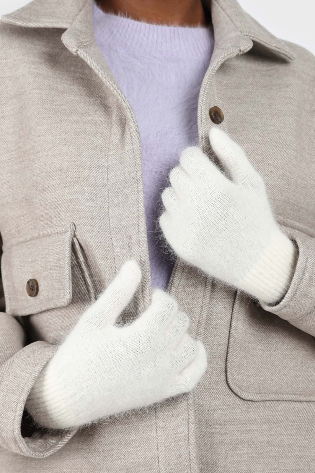 White mohair gloves