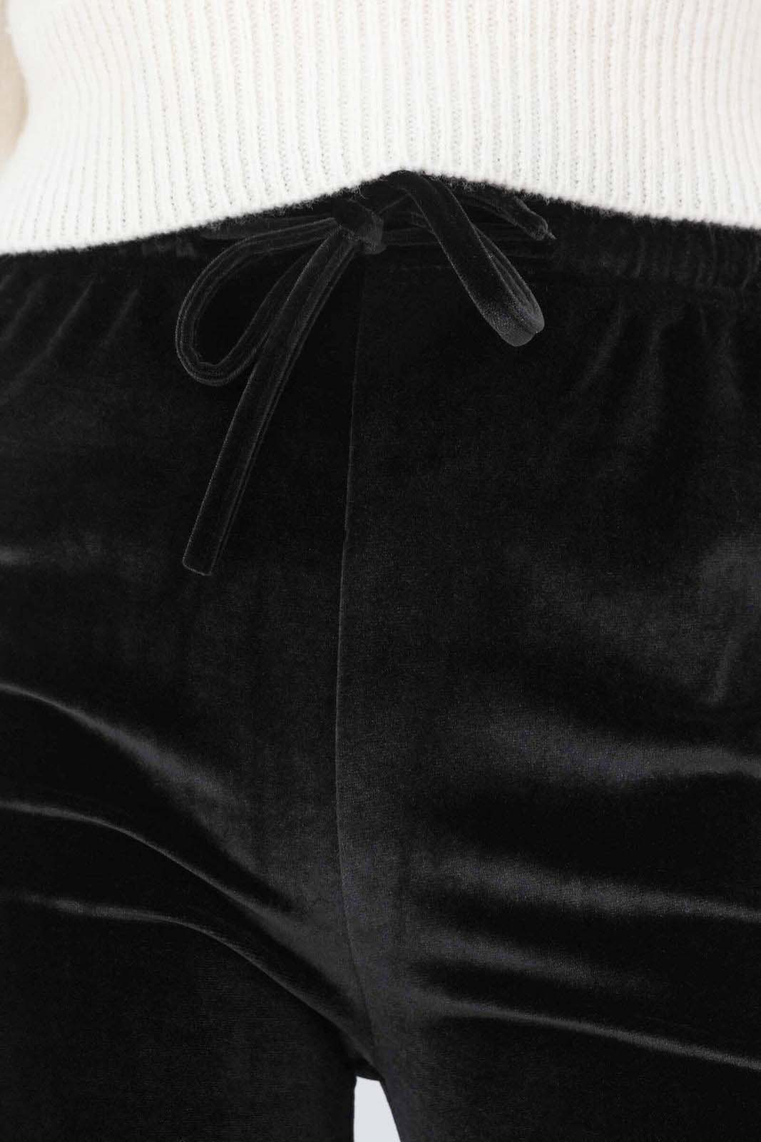 Black velvet loose fit trousers