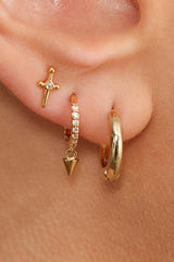 Gold simple hoop huggie earrings - 9mm
