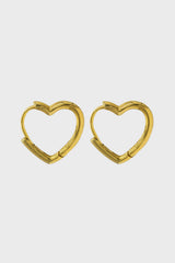 Gold small heart hoop earrings