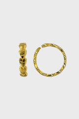 Gold thick connecting hearts ring