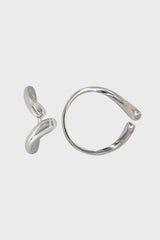 Silver colliding tear drops ring