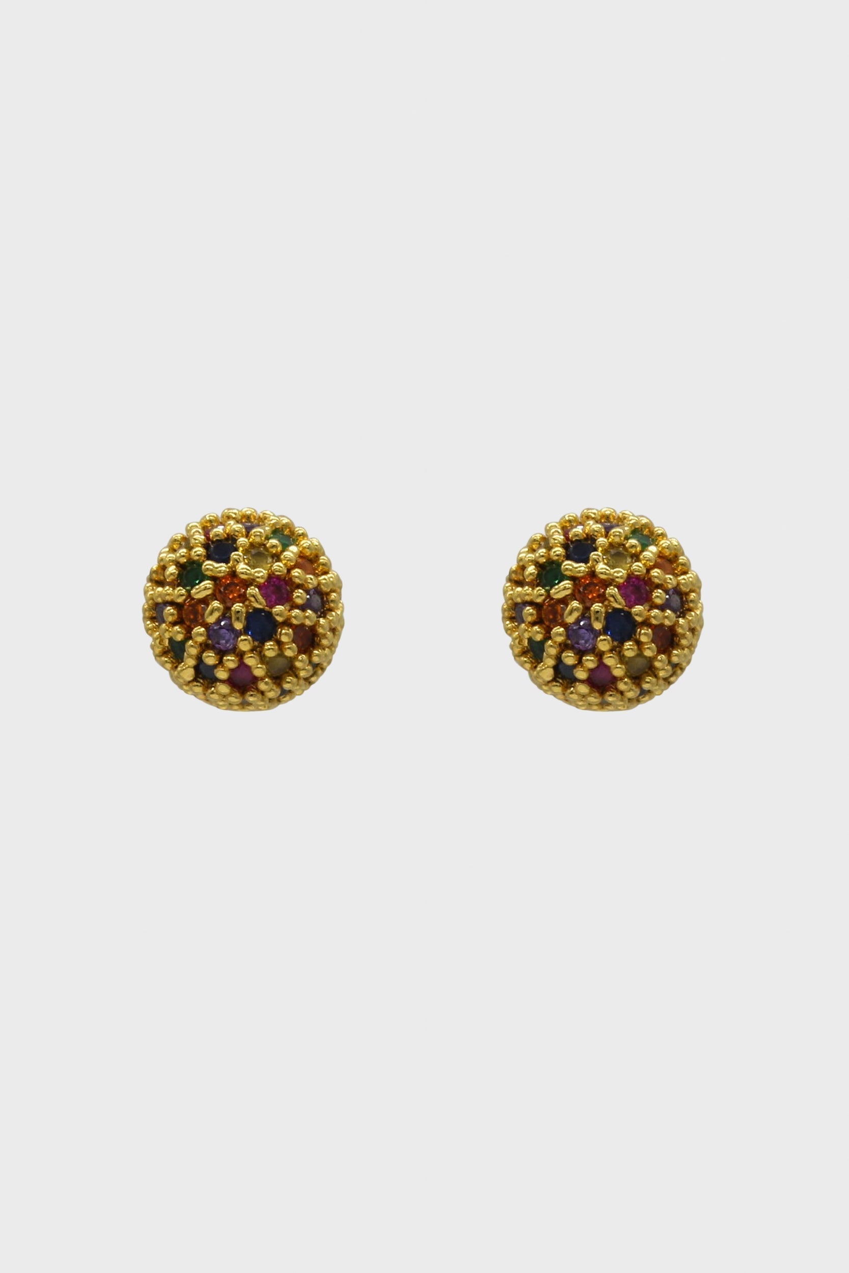 Gold rainbow stone ball stud earrings