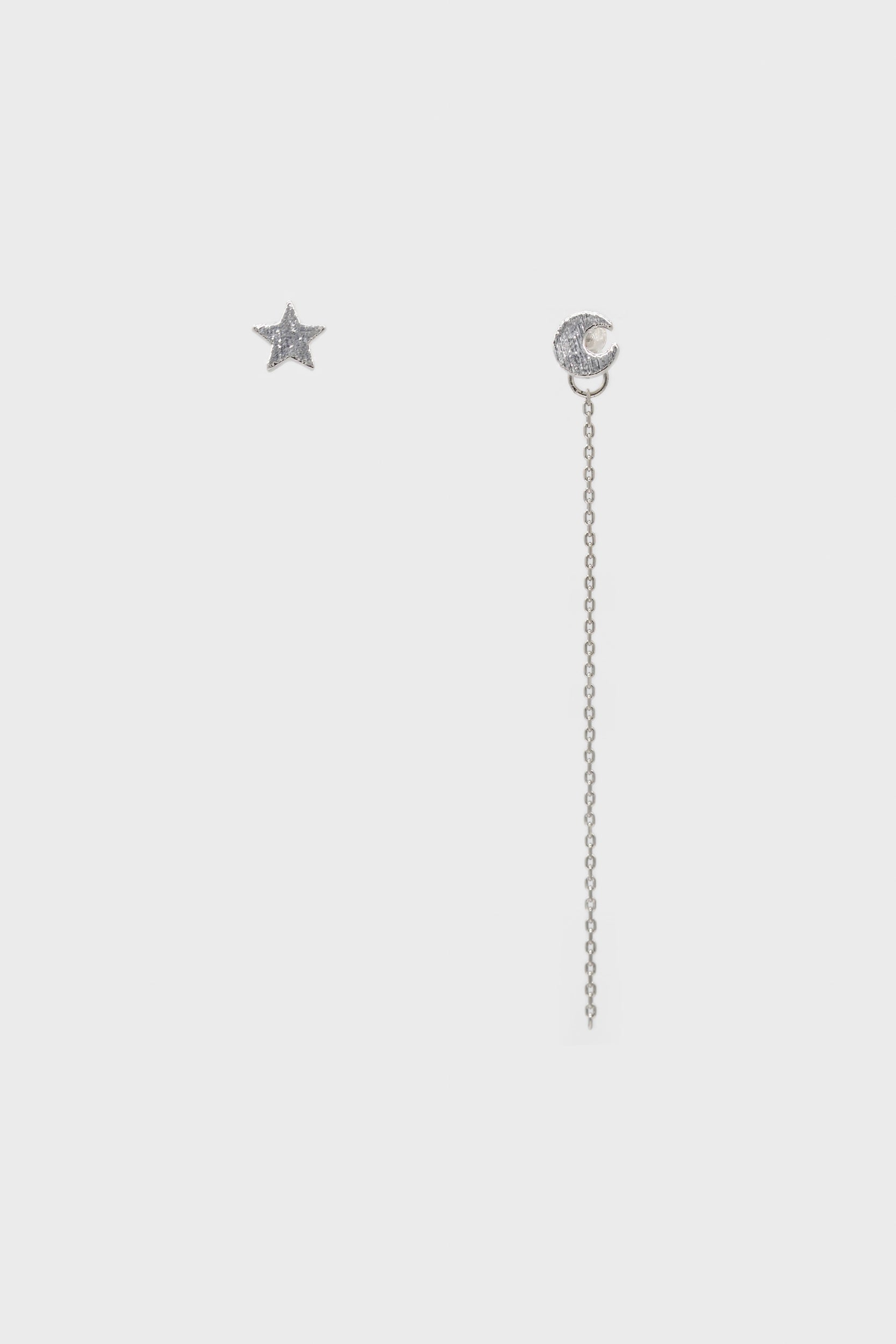 Silver moon and star stud earrings