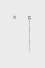 Silver moon and star stud earrings