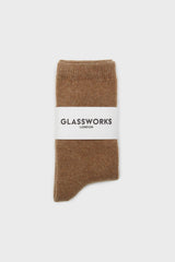 Beige smooth wool long socks