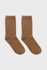 Beige smooth wool long socks