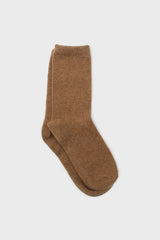 Beige smooth wool long socks