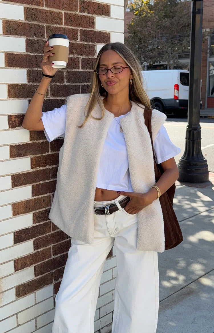 Summi Cream Teddy Fleece Vest