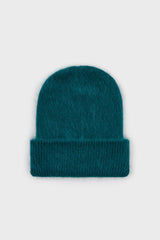 Teal mohair beanie hat