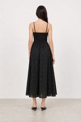 Washed black and red floral print ruched bodice dress