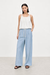 White braided strap blouson tank