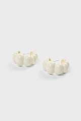 White enamel bubble hoop earrings