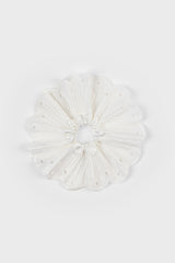 White eyelet wrist cuff scrunchie