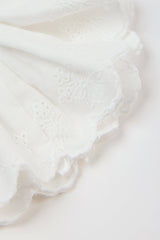 White floral ribbon cluster embroidered scrunchie
