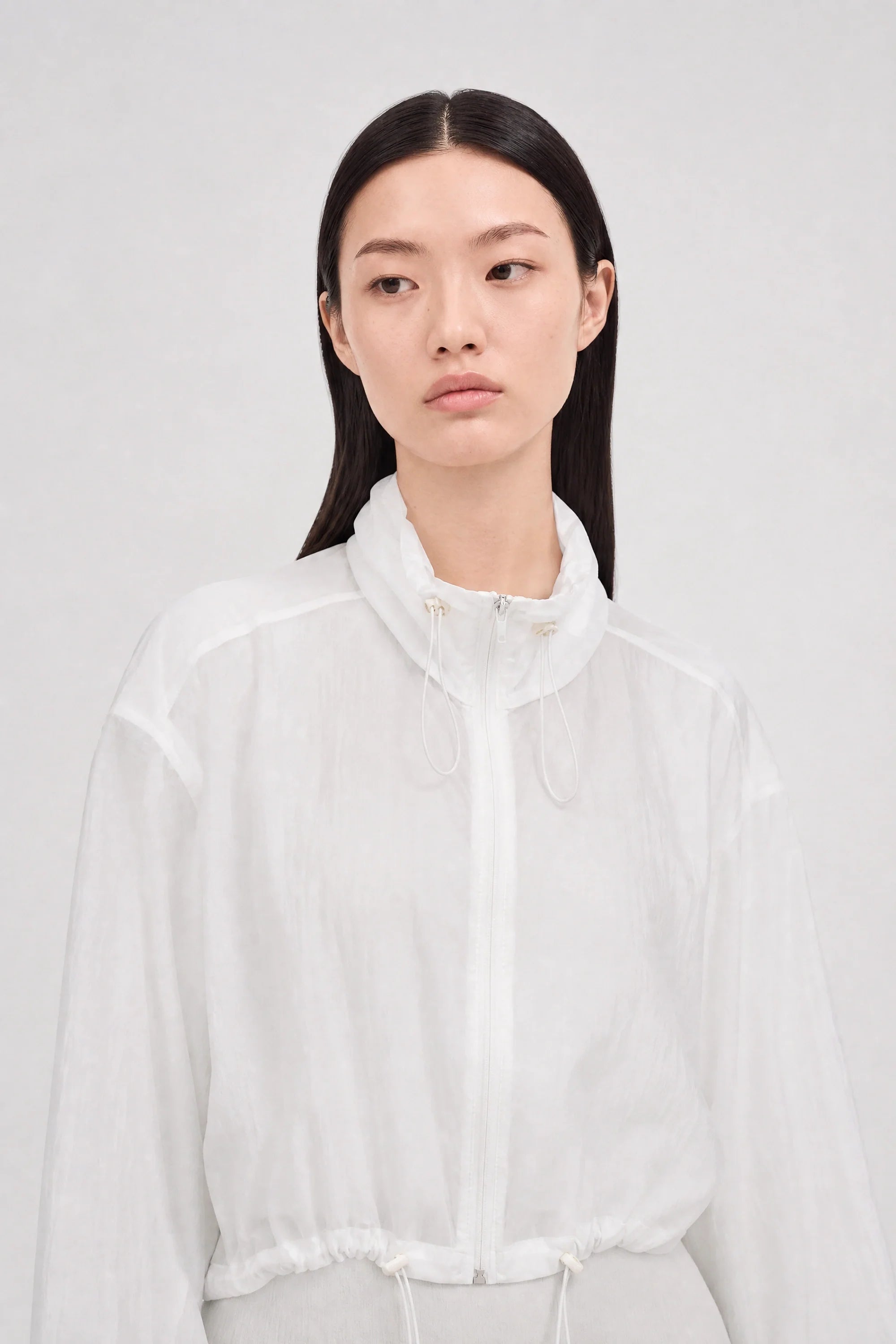 White high low windbreaker