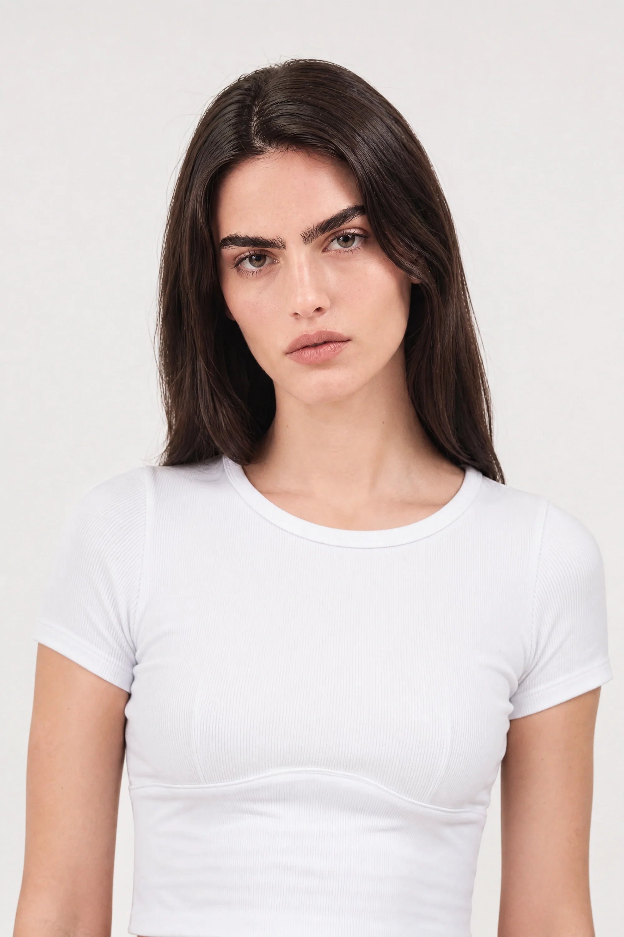 White lightly padded fitted tee