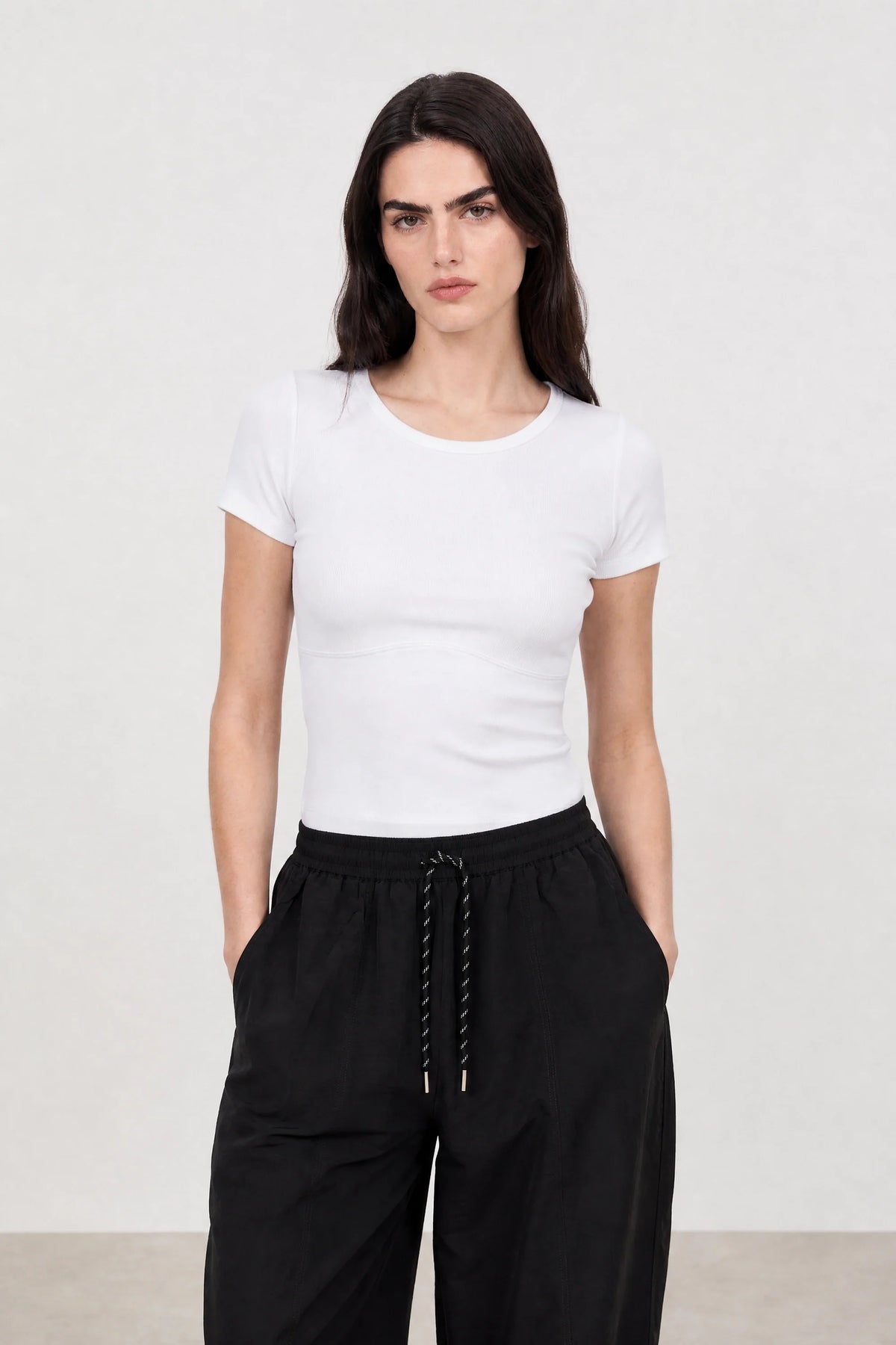 White lightly padded fitted tee