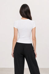 White lightly padded fitted tee