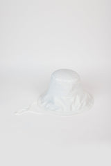 White nylon wide brim bucket hat