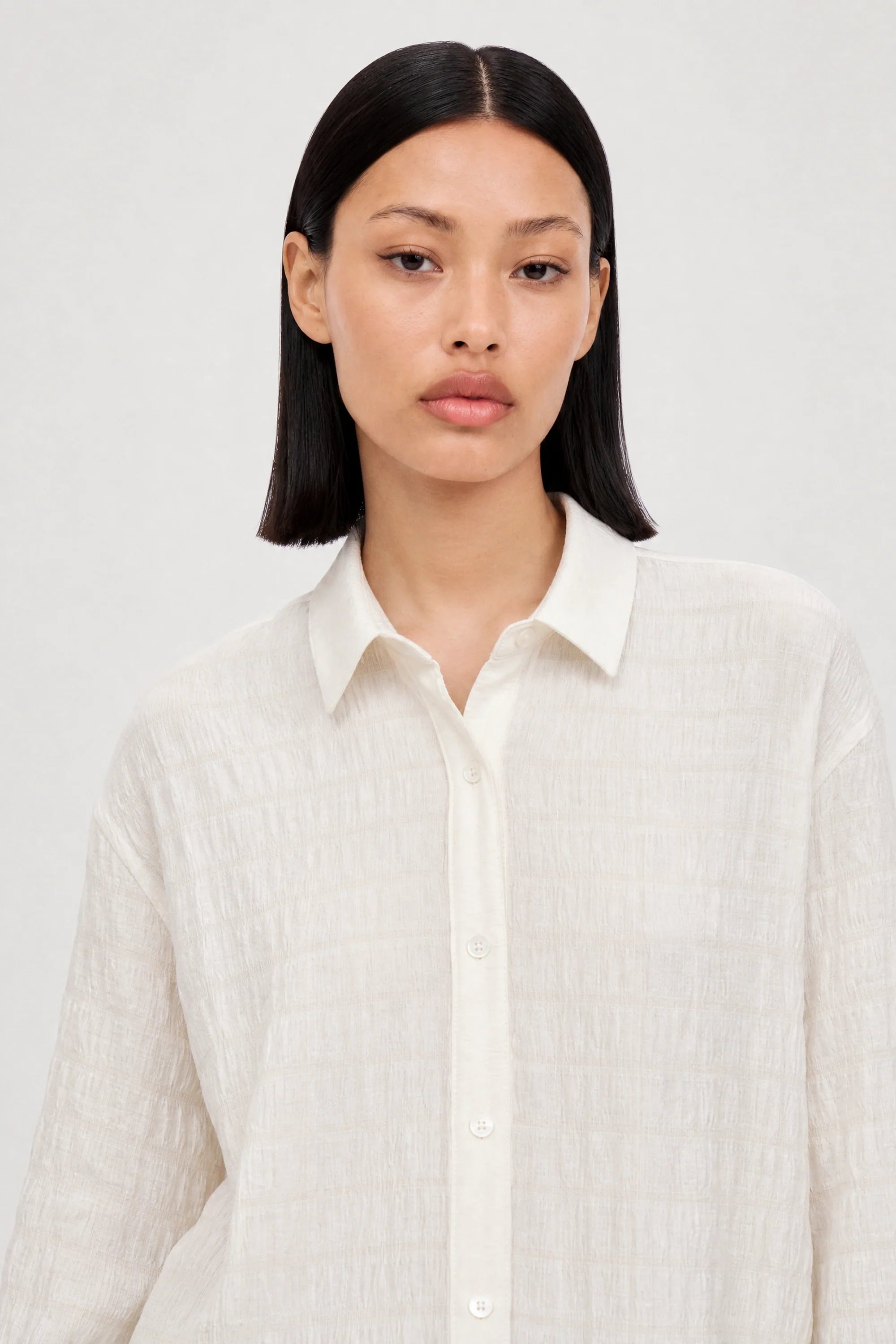 White on white textured stripe shirt