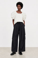 White puff sleeve blouse