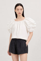 White puff sleeve blouse