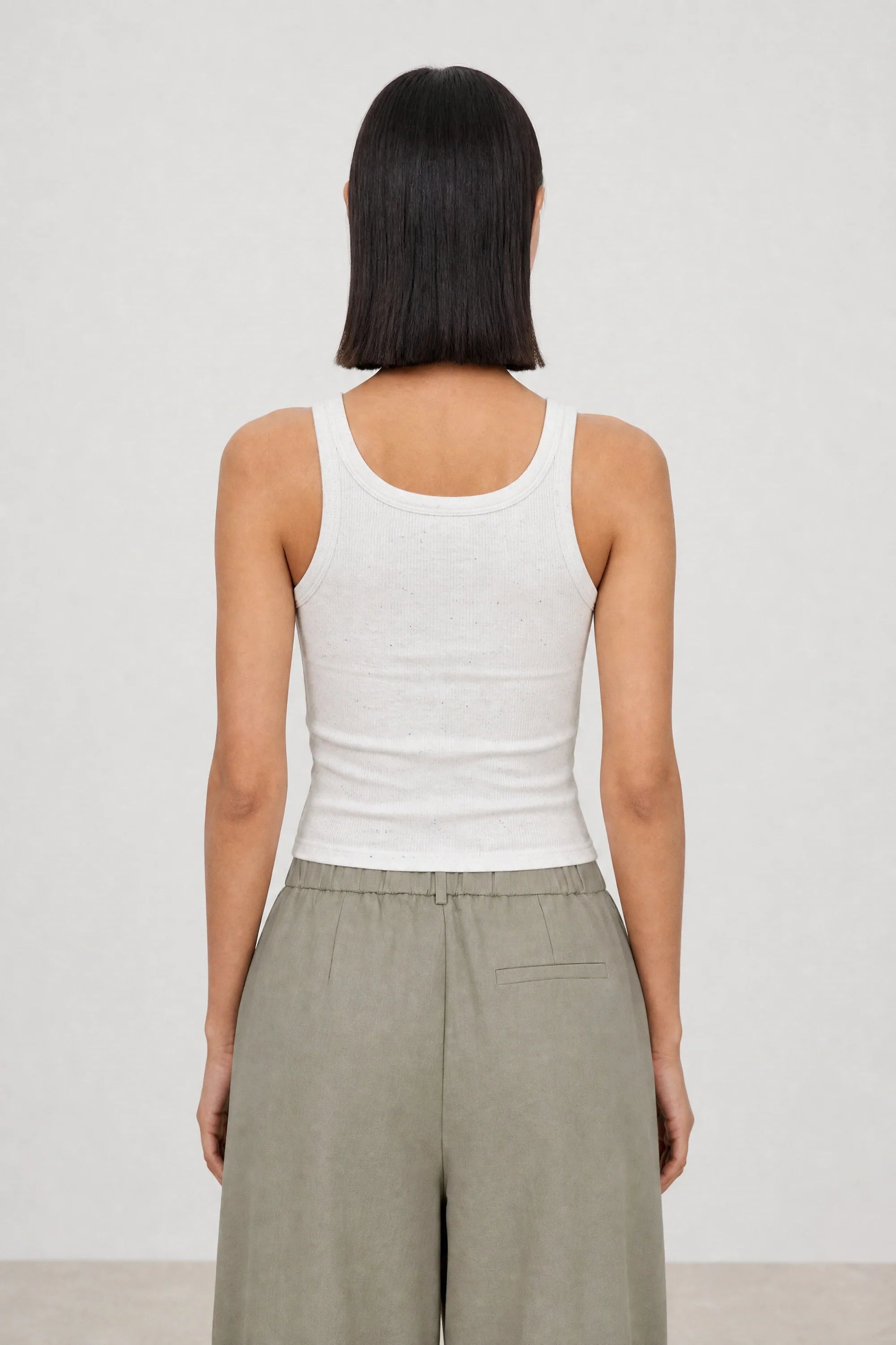 White rainbow fleck cotton tank