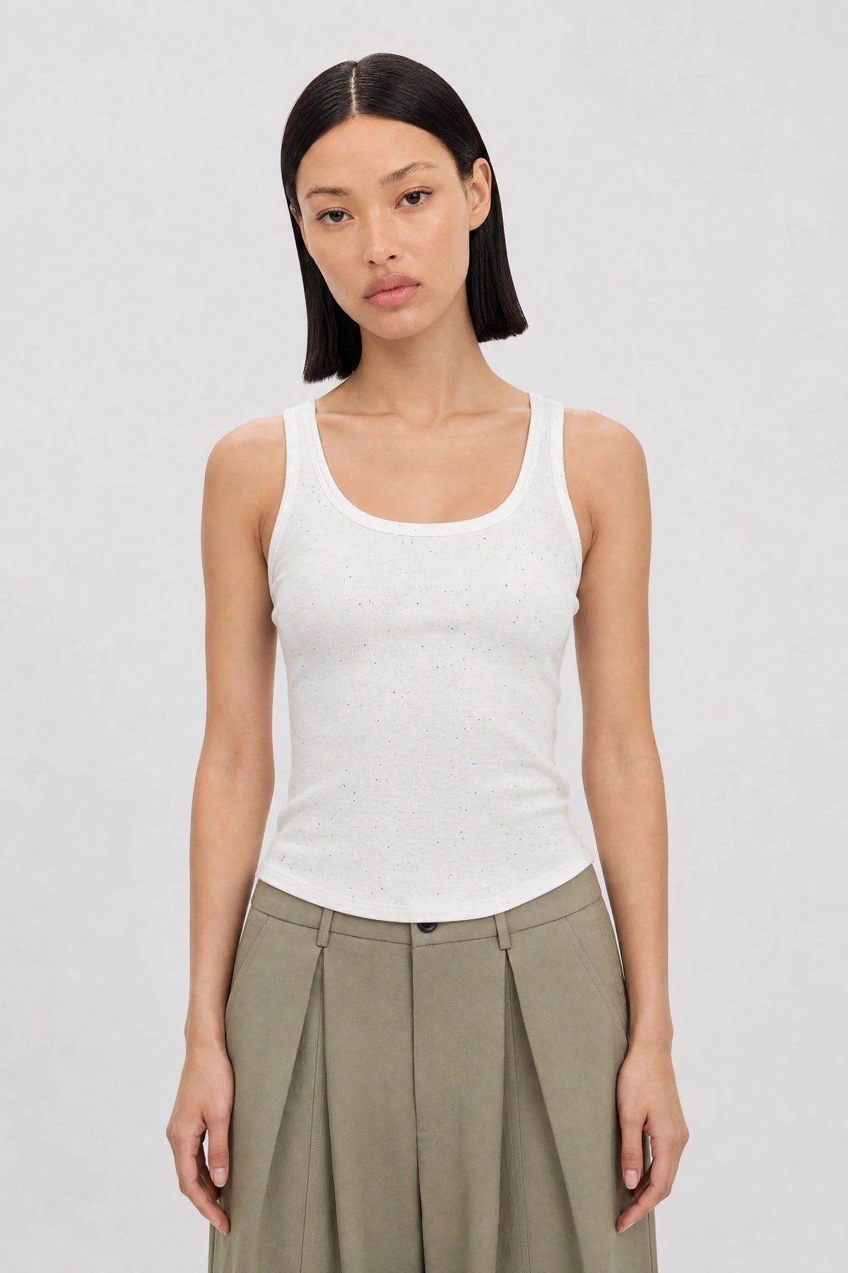 White rainbow fleck cotton tank