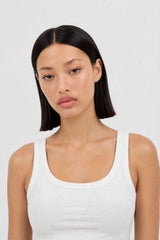 White rainbow fleck cotton tank