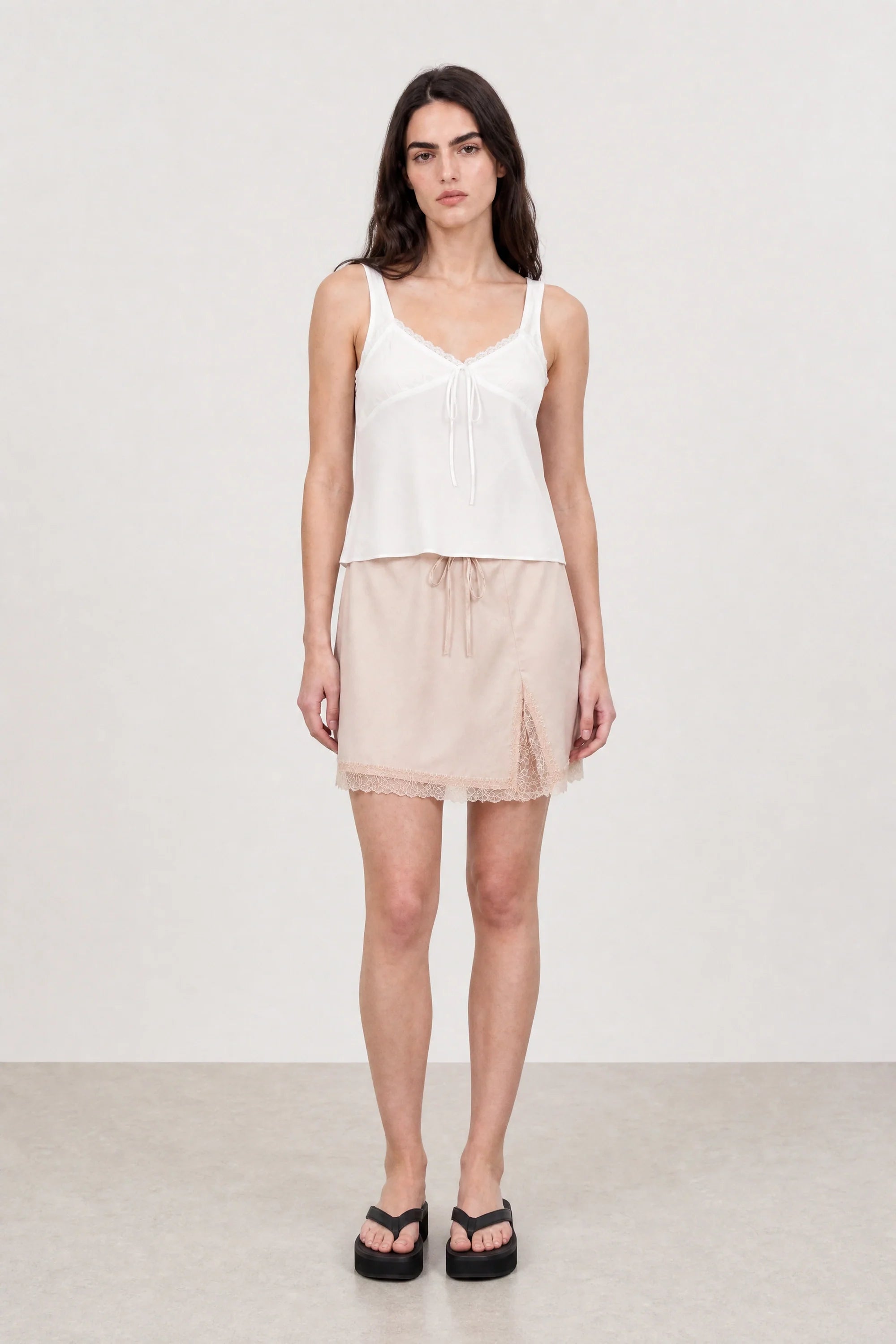 White semi sheer bralette tank