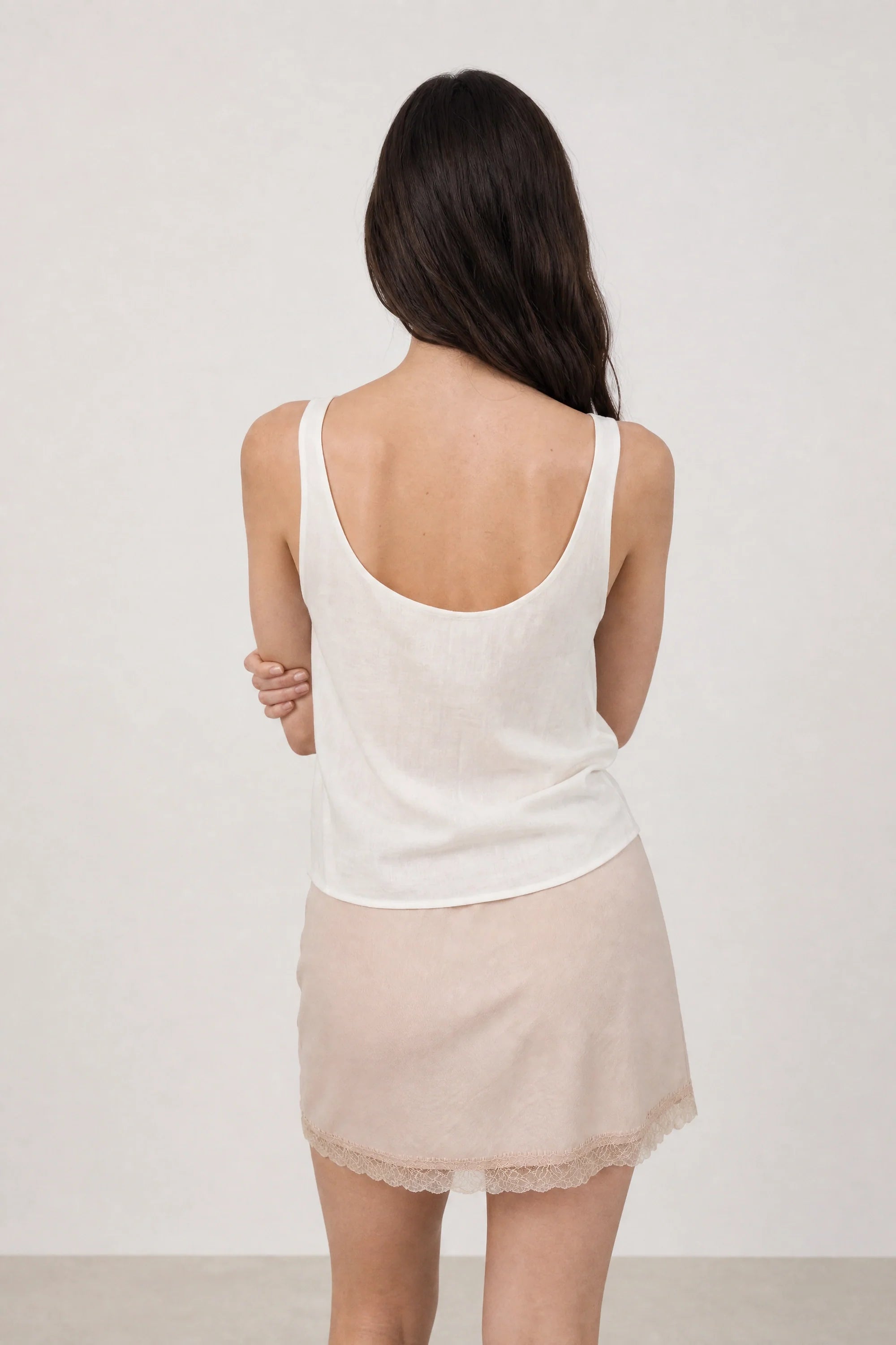 White semi sheer bralette tank