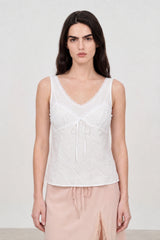 White semi sheer bralette tank