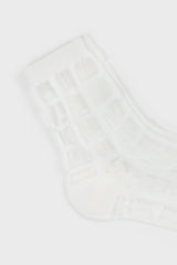 White sheer grid socks